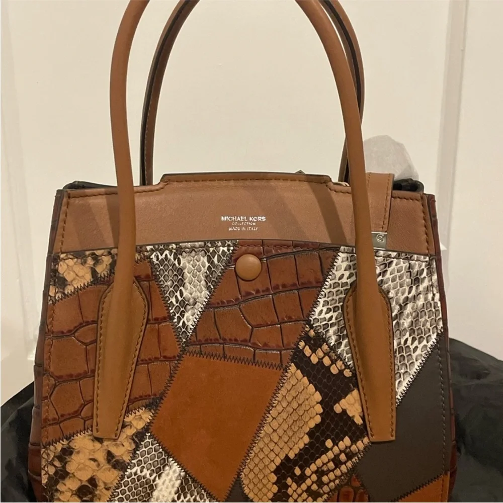 Rare RUNWAY MICHAEL KORS COLLECTION SNAKE-EMBOSSED SATCHEL.